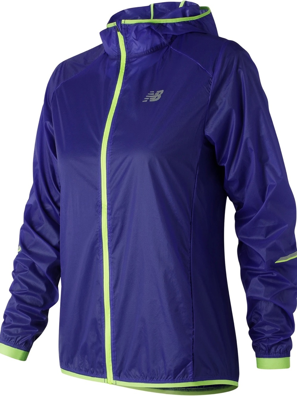 New Balance Ultralight Packable Jacket Windbreaker, purple/lime green, Sz L